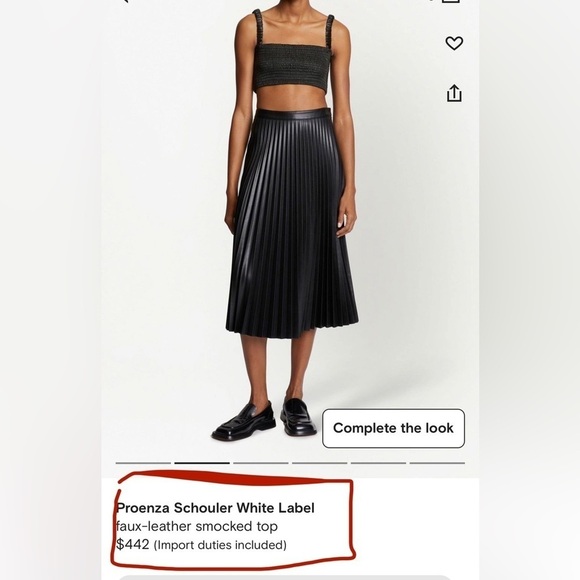 PROENZA SCHOULER WHITE LABEL Faux Leather Smocked Crop Top Sz M - Picture 8 of 8